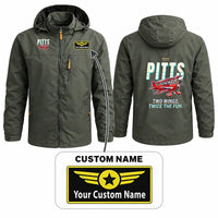 Thumbnail for Pitts S-2B Stylish Jackets - Hooded Windbreaker - Cartoon + Name - Olive Green
