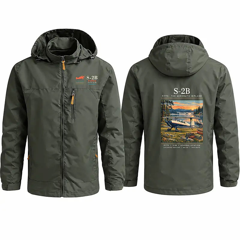 Pitts S-2B Stylish Jackets - Hooded Windbreaker - Poster - Olive Green