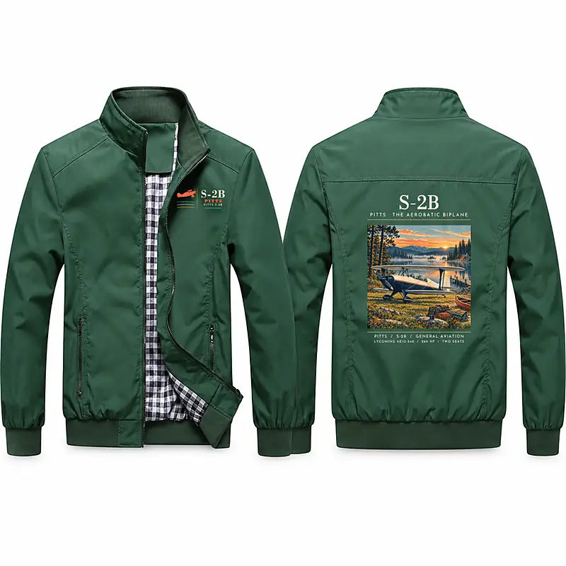 Pitts S-2B Stylish Jackets - Stand Collar - Poster - Green
