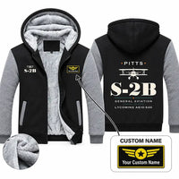 Thumbnail for Pitts S-2B Zipped Sweatshirts - Heritage + Name - Black & Gray