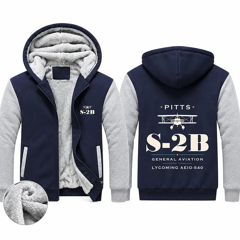 Pitts S-2B Zipped Sweatshirts - Heritage - Navy & Gray