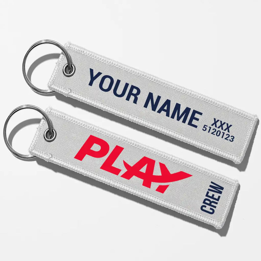 Play Airlines Crew & Staff Tag Key Chains - White - Crew + Name