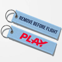 Thumbnail for Play Airlines Crew & Staff Tag Key Chains - Light Blue - Remove Before Flight
