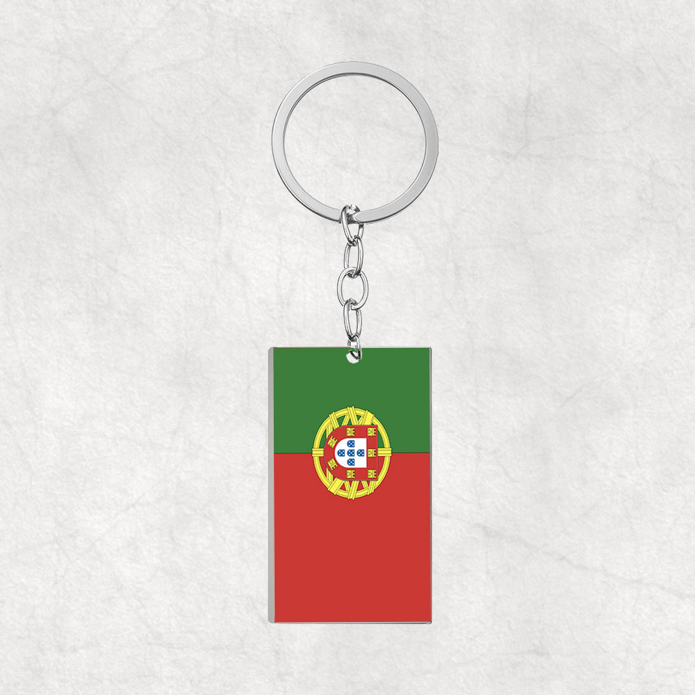 Portugal Flag Designed Stainless Steel Flag Key Chains (Double Side)