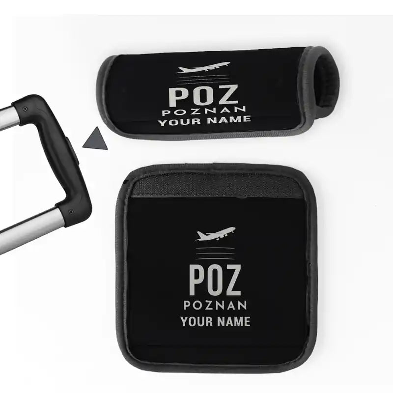 Poznan - awica Henryk Wieniawski Airport (POZ) Luggage Handle Covers - Black + Name