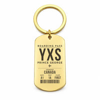 Thumbnail for Prince George Airport YXS - Key Chain - Boarding Pass Style - Gold