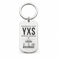Thumbnail for Prince George Airport YXS - Key Chain - Boarding Pass Style - Silver