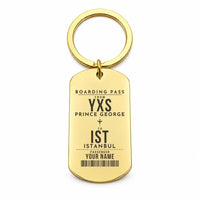 Thumbnail for Prince George Airport YXS - Key Chain - Customizable Boarding Pass - Gold