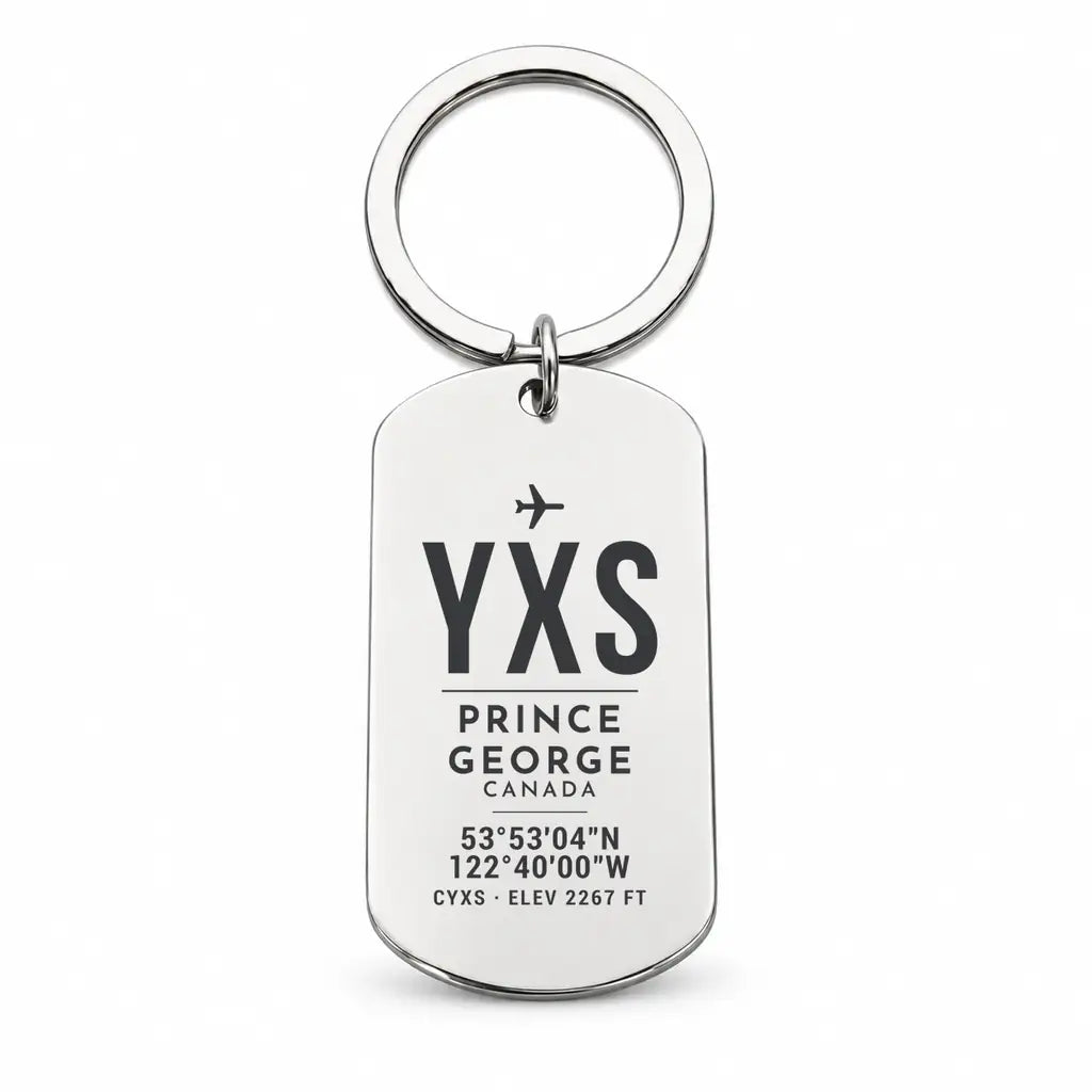 Prince George Airport YXS - Key Chain - Original Design - Silver