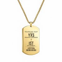 Thumbnail for Prince George Airport YXS - Necklace - Customizable Boarding Pass - Gold