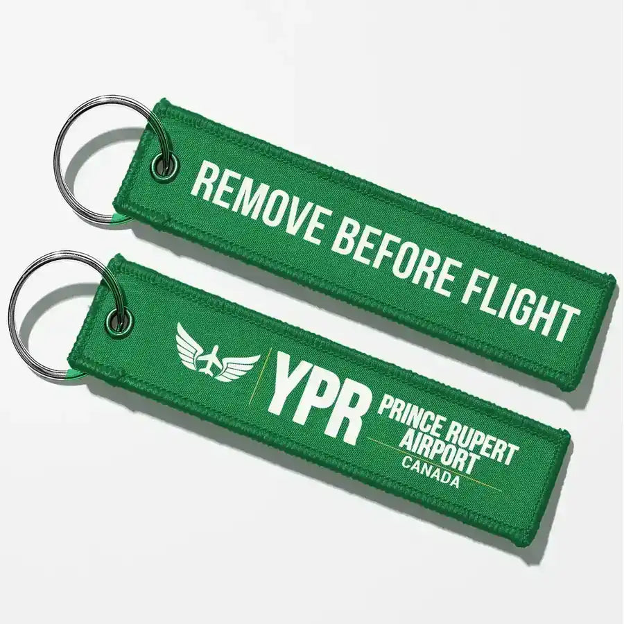 Prince Rupert Airport (YPR) Aviator Key Chains - Green - Remove Before Flight