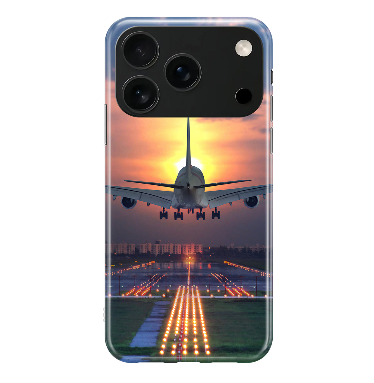 Super Airbus A380 Landing During Sunset Printed iPhone Cases