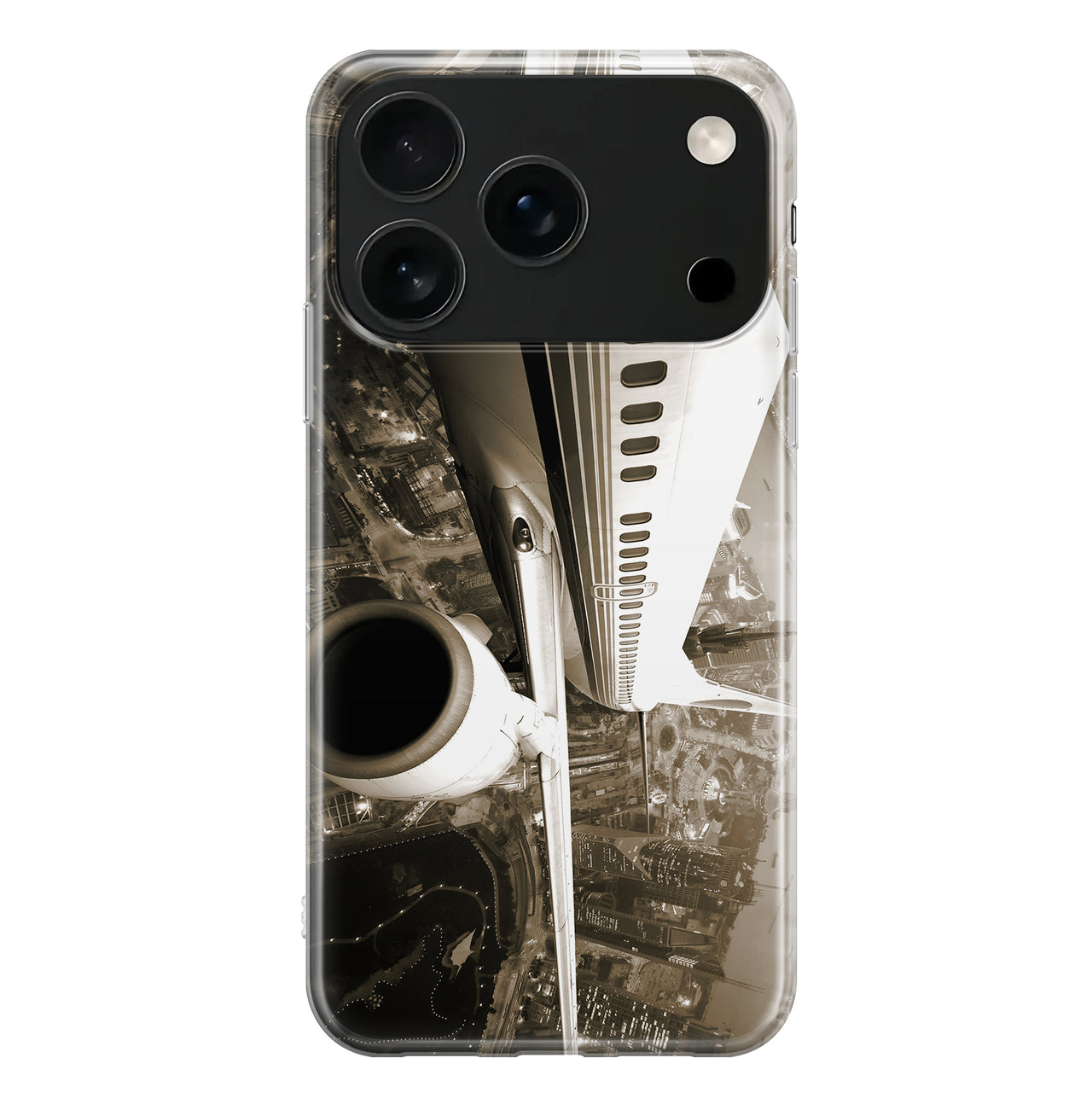 Departing Aircraft & City Scene behind Designed iPhone Cases