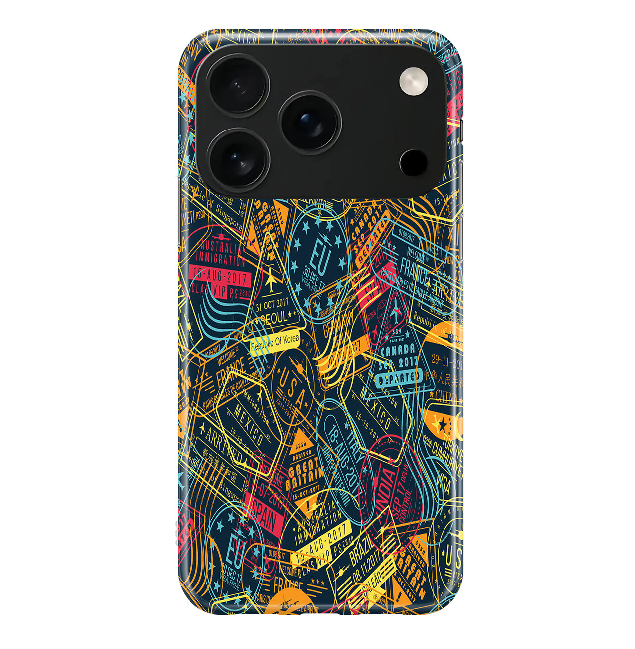 Dark Coloured Passport Stamps Designed iPhone Cases