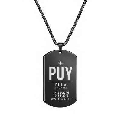 Pula Airport PUY - Necklace - Original Design - Black