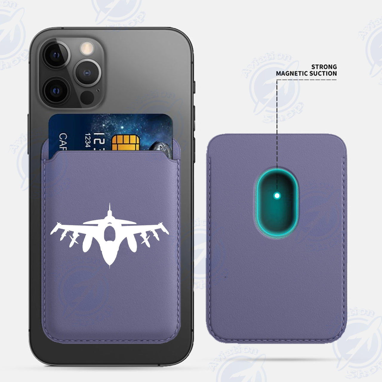 Fighting Falcon F16 Silhouette iPhone Cases Magnetic Card Wallet