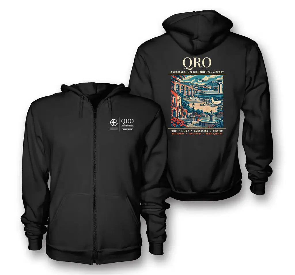 QRO - Poster - Zipped Hoodie - Black