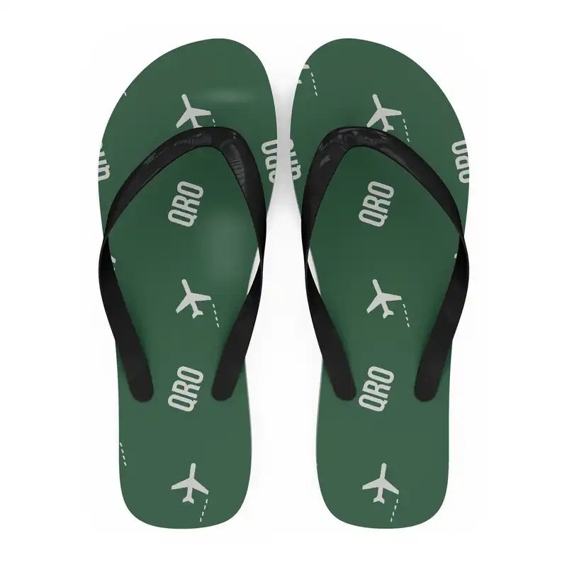 Querétaro Intercontinental Airport (QRO) Slippers & Flip Flops - Slippers - Flip Flops - Pattern - Green
