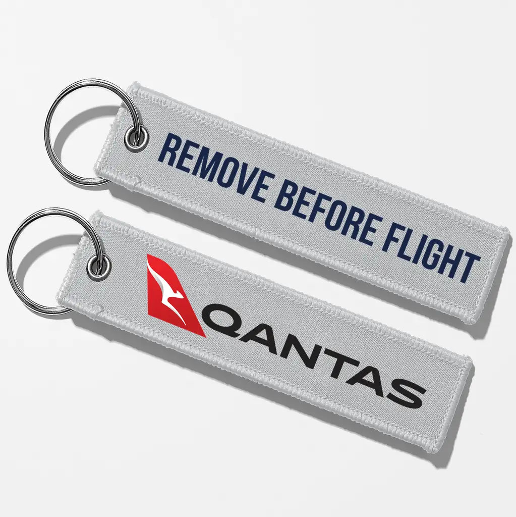 Qantas Cabin Crew & Staff Tag Key Chains - Light Gray - Remove Before Flight