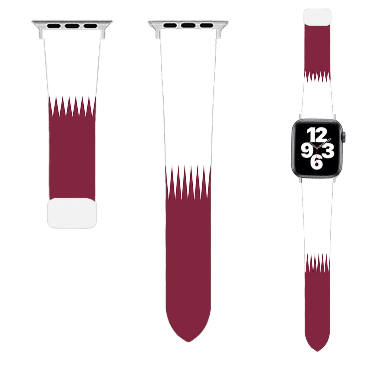 Qatar Flag Designed Soft Silicone Apple Watch Bands
