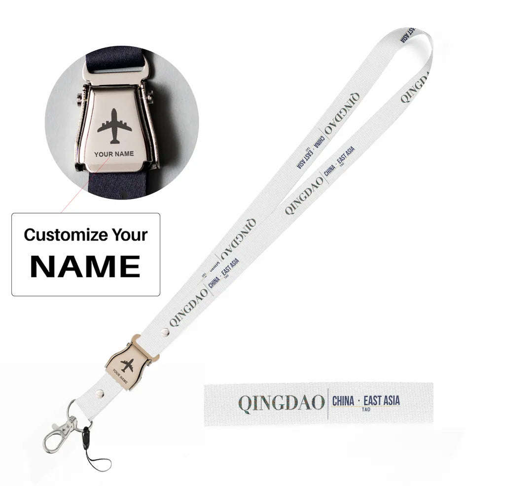 Qingdao City Series seat belt lanyard - white with name