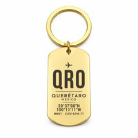 Thumbnail for Querétaro Intercontinental Airport QRO - Key Chain - Original Design - Gold