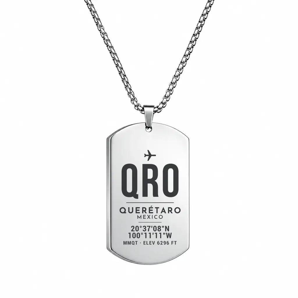 Querétaro Intercontinental Airport QRO - Necklace - Original Design - Silver
