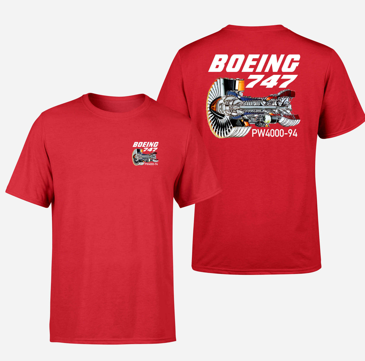 Boeing 747 & PW4000-94 Engine Designed Double-Side T-Shirts