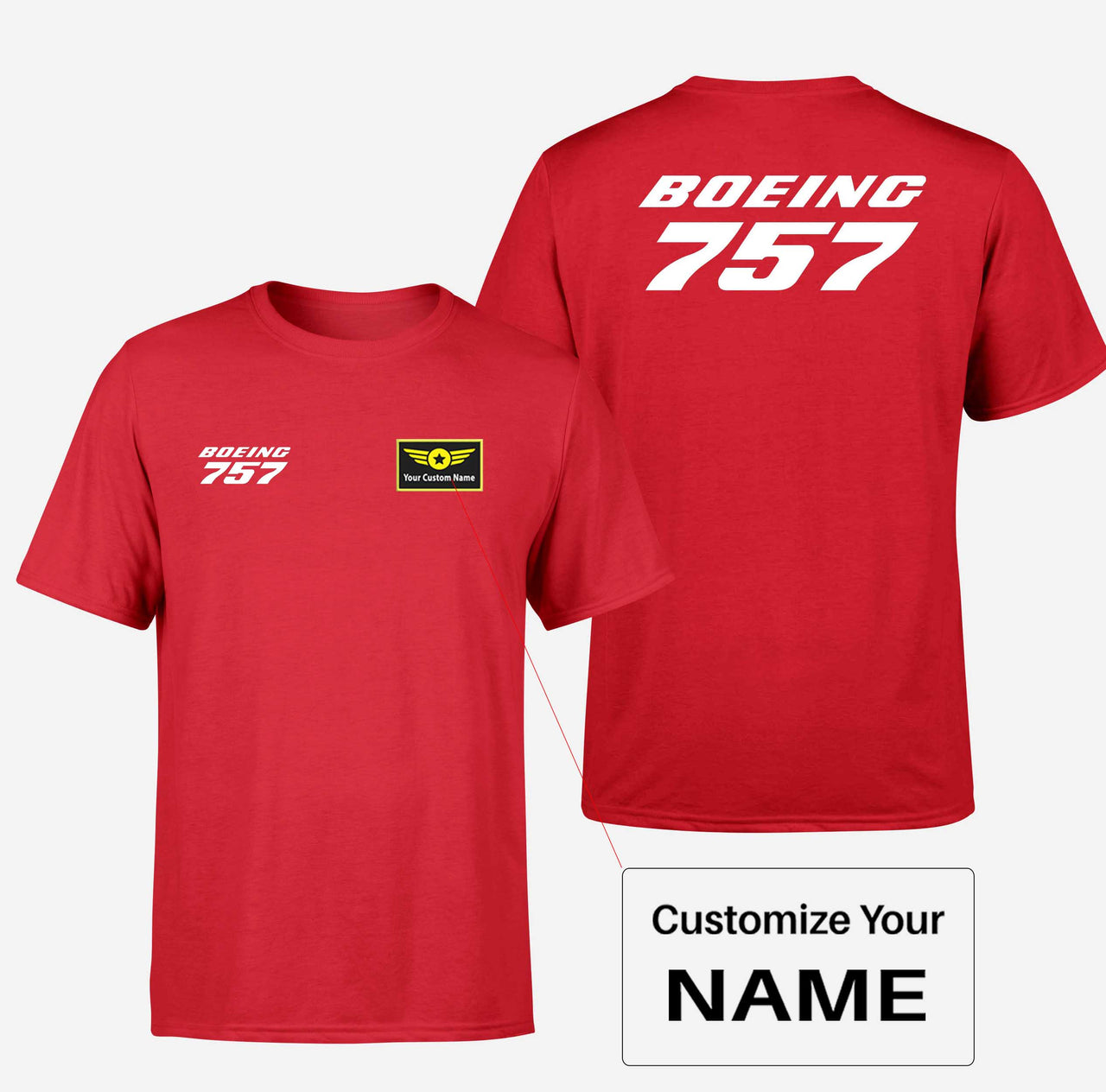Boeing 757 & Text Designed Double-Side T-Shirts