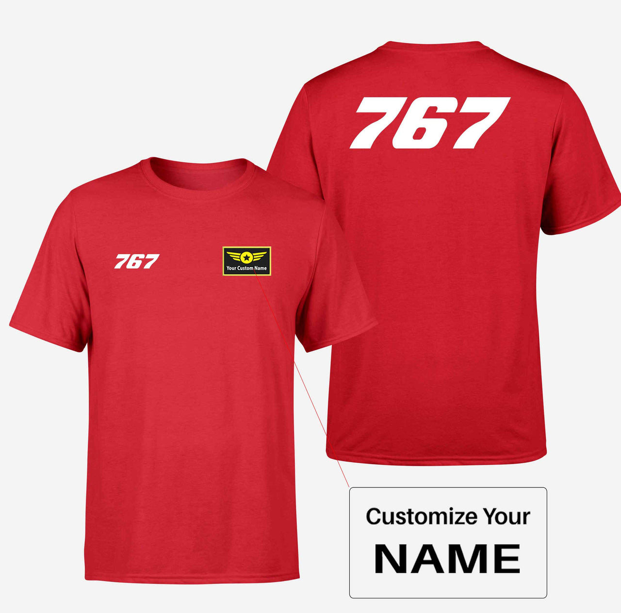 767 Flat Text Designed Double-Side T-Shirts