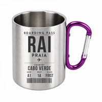 Thumbnail for Praia Nelson Mandela International Airport (RAI) Stainless Steel Mugs - Boarding Pass - Outdoors Mug - Purple