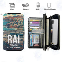 Thumbnail for Praia Nelson Mandela International Airport (RAI) Leather Wallets - Zip Long Wallet - Scene + Name