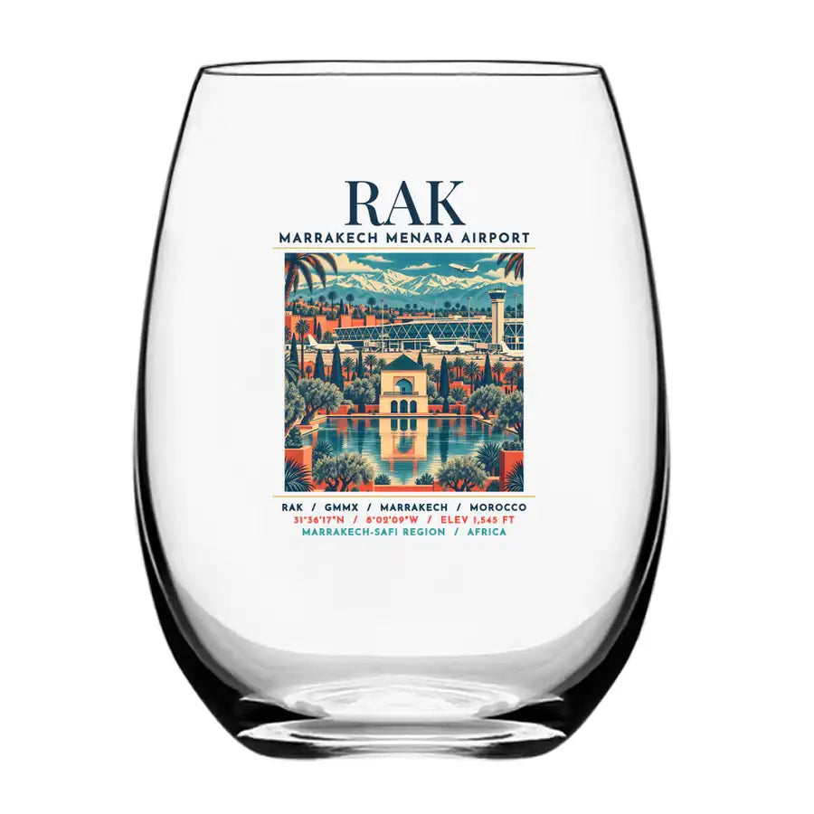 Marrakech Menara Airport (RAK) Glasses - Poster - Water & Drink Glass