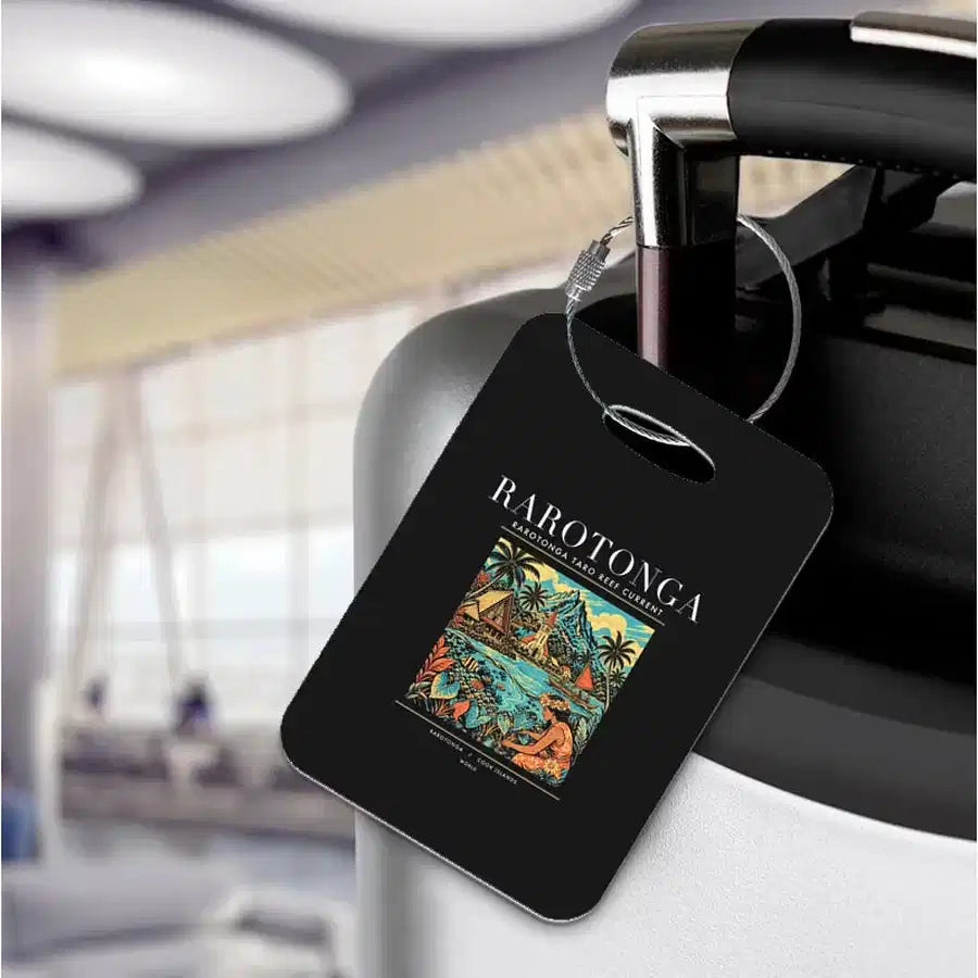 RAROTONGA - Poster - Luggage Tag - Black