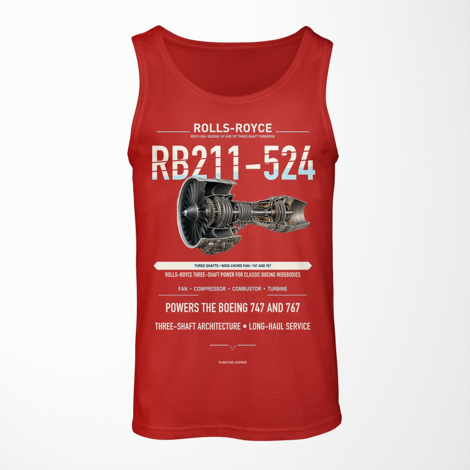 RB211-524 design on red tank top