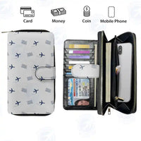 Thumbnail for Rabat-Salé Airport (RBA) Leather Wallets - Zip Long Wallet - Pattern - Light Gray