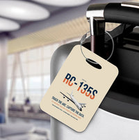 Thumbnail for RC-135S Cobra Ball design on beige acrylic luggage tags, double-side print