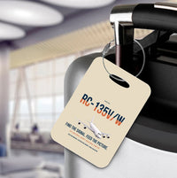Thumbnail for RC-135V W Rivet Joint design on beige acrylic luggage tags, double-side print