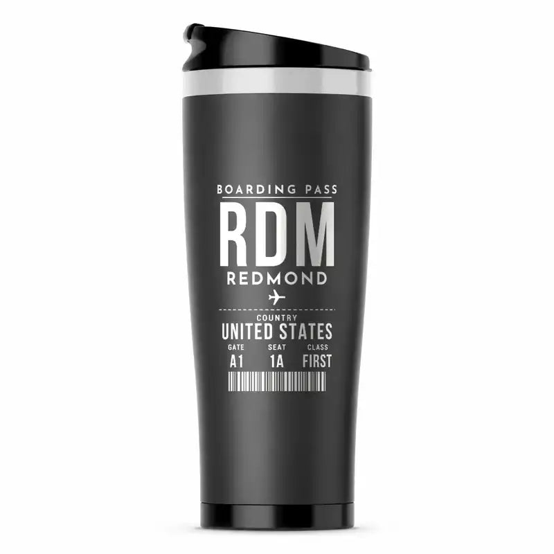 Roberts Field (RDM) Travel Mugs - Boarding Pass - Stainless Steel (No Holder) - Gray