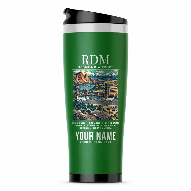 Roberts Field (RDM) Travel Mugs - Poster + Name - Stainless Steel (No Holder) - Green