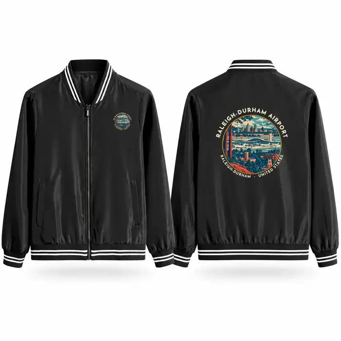Raleigh-Durham International Airport (RDU) Stylish Jackets - Baseball Collar - Badge - Black
