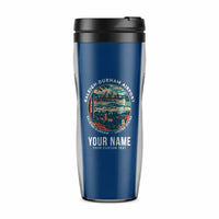 Thumbnail for Raleigh-Durham International Airport (RDU) Travel Mugs - Badge + Name - Plastic (No Holder) - Blue
