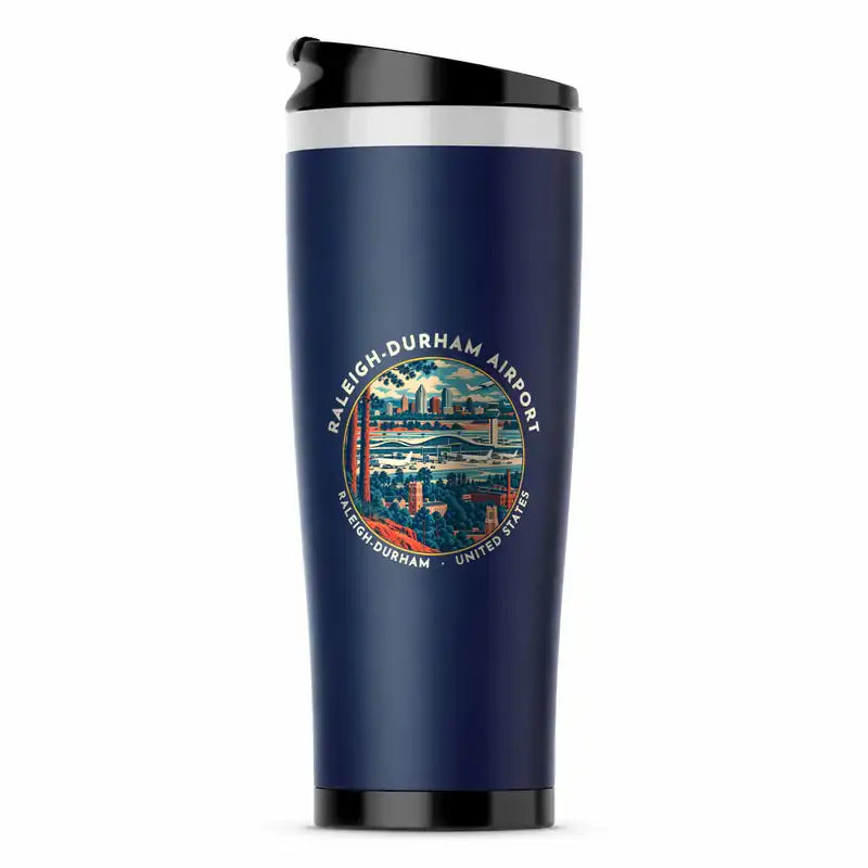 Raleigh-Durham International Airport (RDU) Travel Mugs - Badge - Stainless Steel (No Holder) - Dark Blue