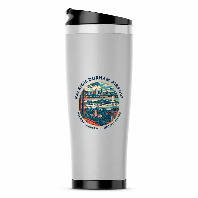 Raleigh-Durham International Airport (RDU) Travel Mugs - Badge - Stainless Steel (No Holder) - Light Gray