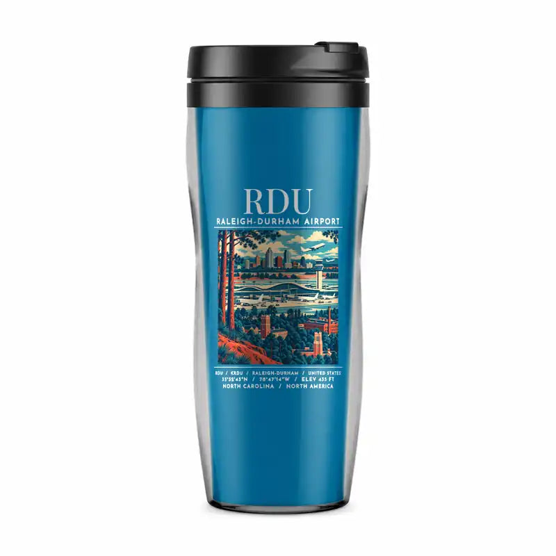Raleigh-Durham International Airport (RDU) Travel Mugs - Poster - Plastic (No Holder) - Light Blue