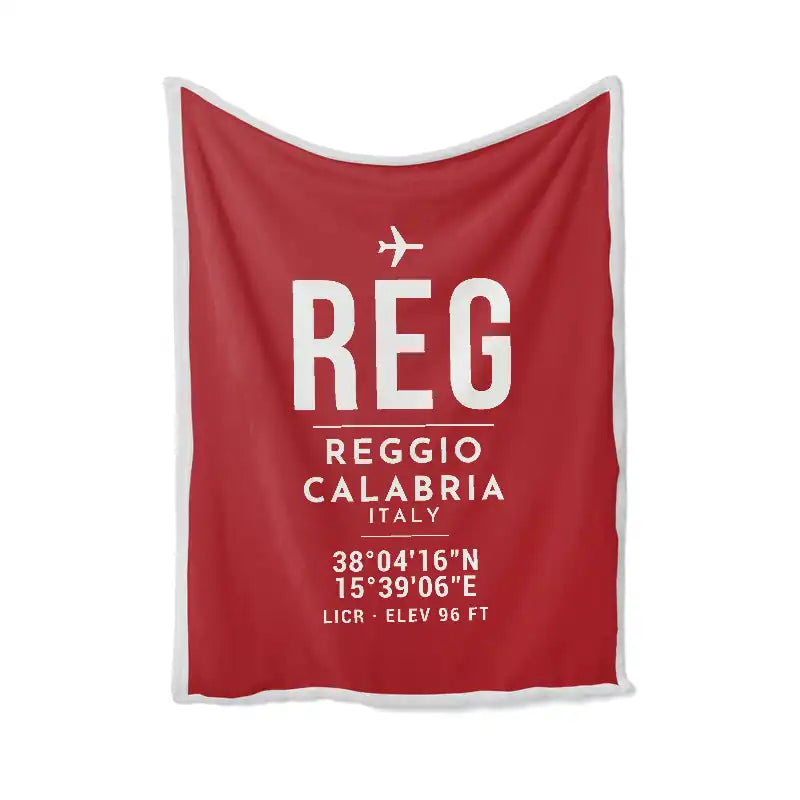 Reggio Calabria Airport (REG) Bedding Sets & Blankets - Blanket - ID Tag - Red