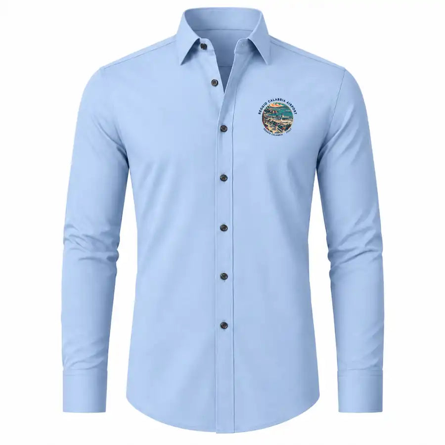 Reggio Calabria Airport (REG) Shirts - Long Sleeve Shirt - Badge - Light Blue