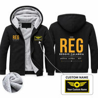 Thumbnail for Reggio Calabria Airport (REG) Zipped Sweatshirts - Tag + Name - Black
