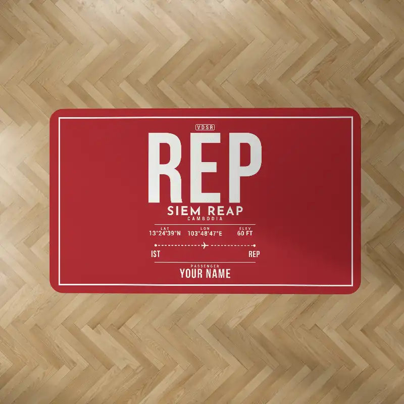 Siem Reap International Airport (REP) Carpets - Carpet Rectangle - ID Tag + Name - Red