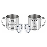 Thumbnail for Siem Reap International Airport (REP) Stainless Steel Mugs - Boarding Pass + Custom Back - Portable Mug - Silver